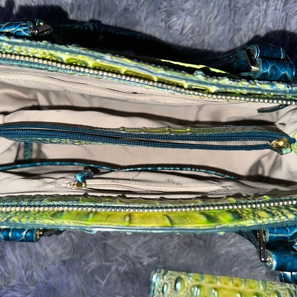 Brahmin Large Finley Satchel/Shoulder Bag Zesty Green Ombre Melbourne& wallet - Picture 7 of 14